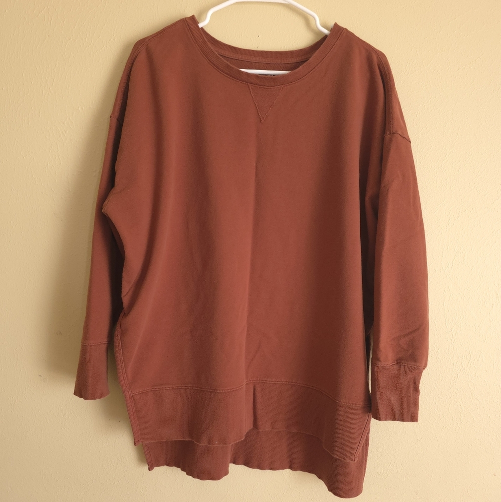 Terra & Sky Women's Plus Size French Terry Sweatshirt Highlow Rust Burnt Orange